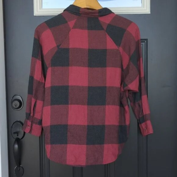American Eagle Women's buffalo plaid oversized brushed flannel shirt size small - Picture 4 of 7